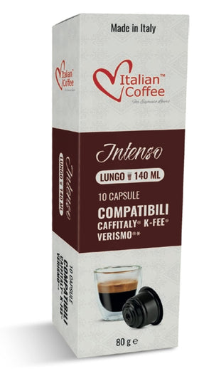 Italian Coffee for Espresso Lovers Lungo Intenso pods delivering balanced aroma and rich crema.