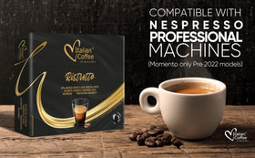 Italian Coffee for Espresso Lovers Neapolitan roast beans on display convey authenticity.