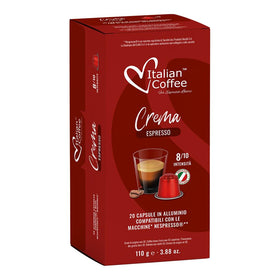 Italian Coffee for Espresso Lovers packaging with 100 aluminum capsules for home use
