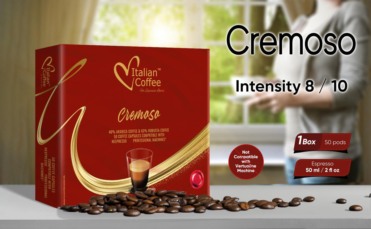 Italian Coffee for Espresso Lovers pods espresso cup with rich crema and aroma