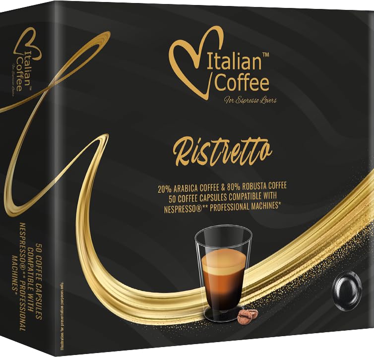 Italian Coffee for Espresso Lovers Ristretto PRO pod pack close-up highlights rich espresso potential.