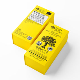 Organic certification seal on Italian Olive Crafters bottle.