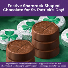 The Madelaine Chocolate Company Italian foil wrap adds elegant contrast to shamrocks.