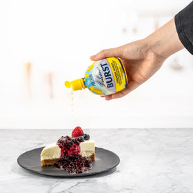 Italian Volcano Lemon Burst organic juice graphic emphasizes natural ingredients.