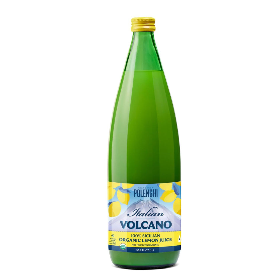 Italian Volcano Lemon Juice bottle front view for bright, versatile cooking.