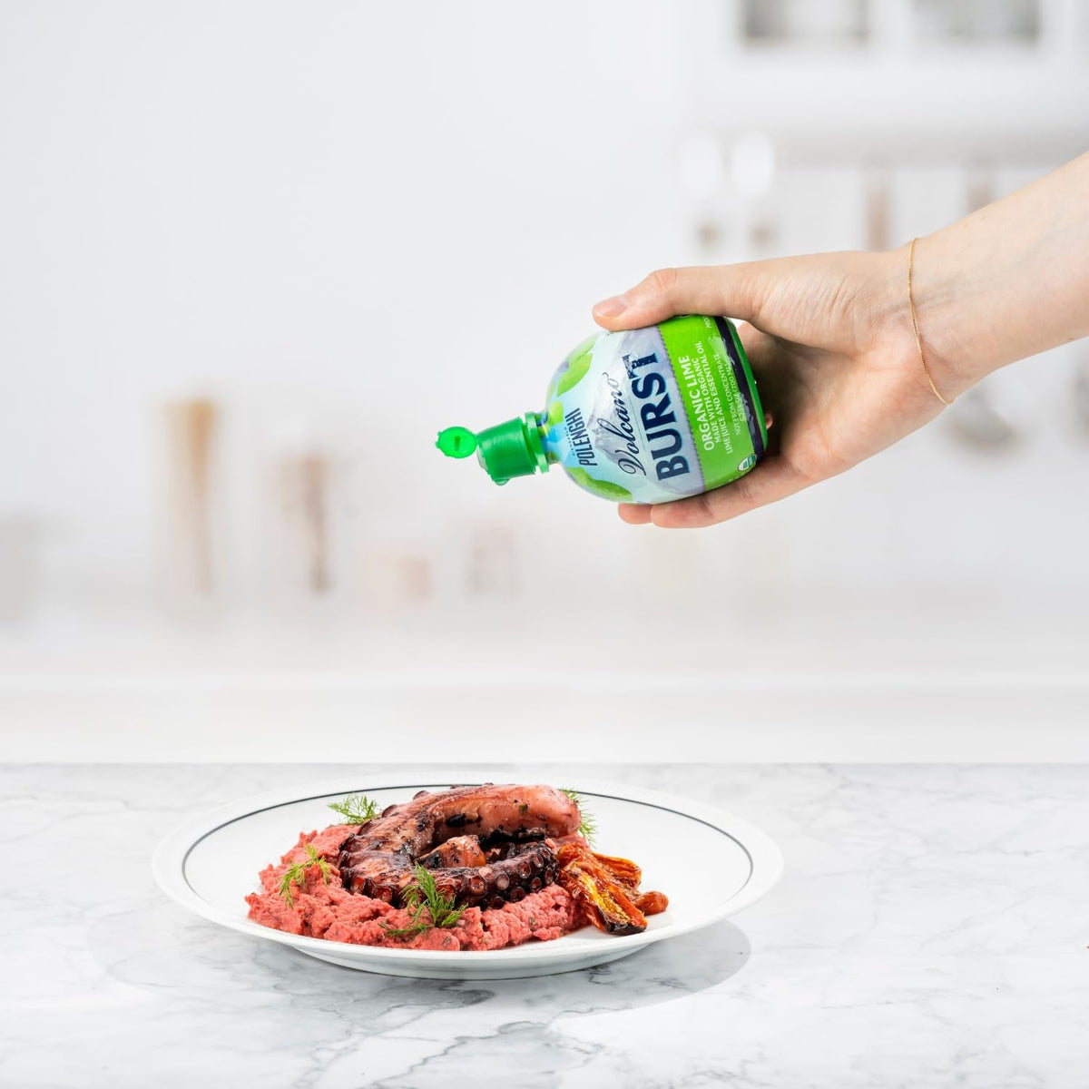 Italian Volcano Lime Burst label highlights organic, not-from-concentrate quality