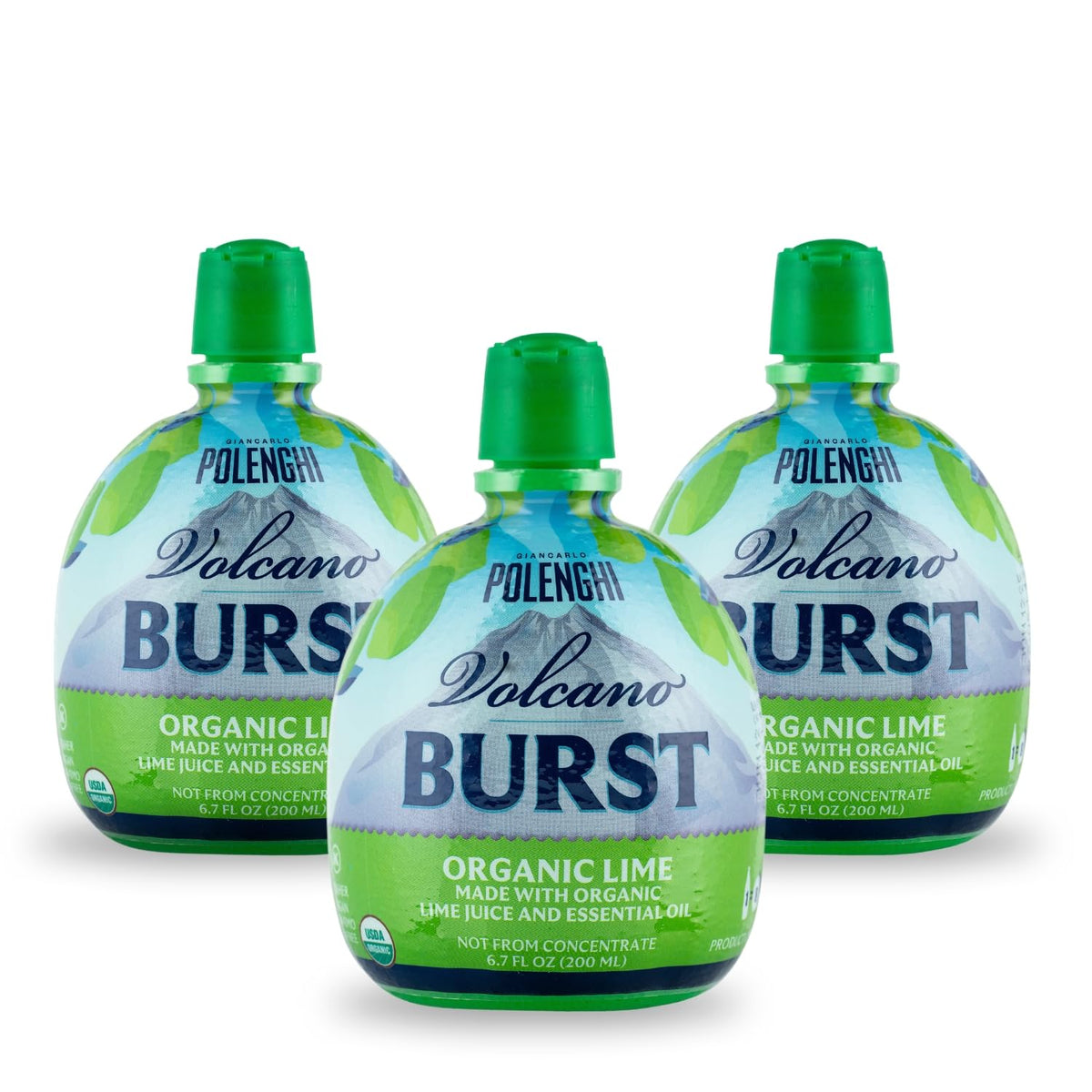 Italian Volcano Lime Burst pack of 3 bottles ready for fresh lime flavor