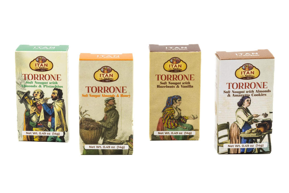 Itan Torrone hazelnuts honey piece close-up reveals warm, roasted aromatics.