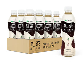 Ito En Black Milk Tea bottle showing bold tea and creamy sweetness for on-the-go refreshment.