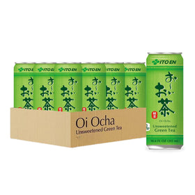 Ito En Oi Ocha unsweetened green tea bottle showing zero calories and antioxidant-rich profile.