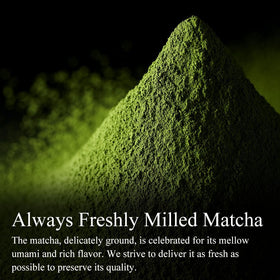 Close-up of vibrant green powder showcasing first-harvest origin.