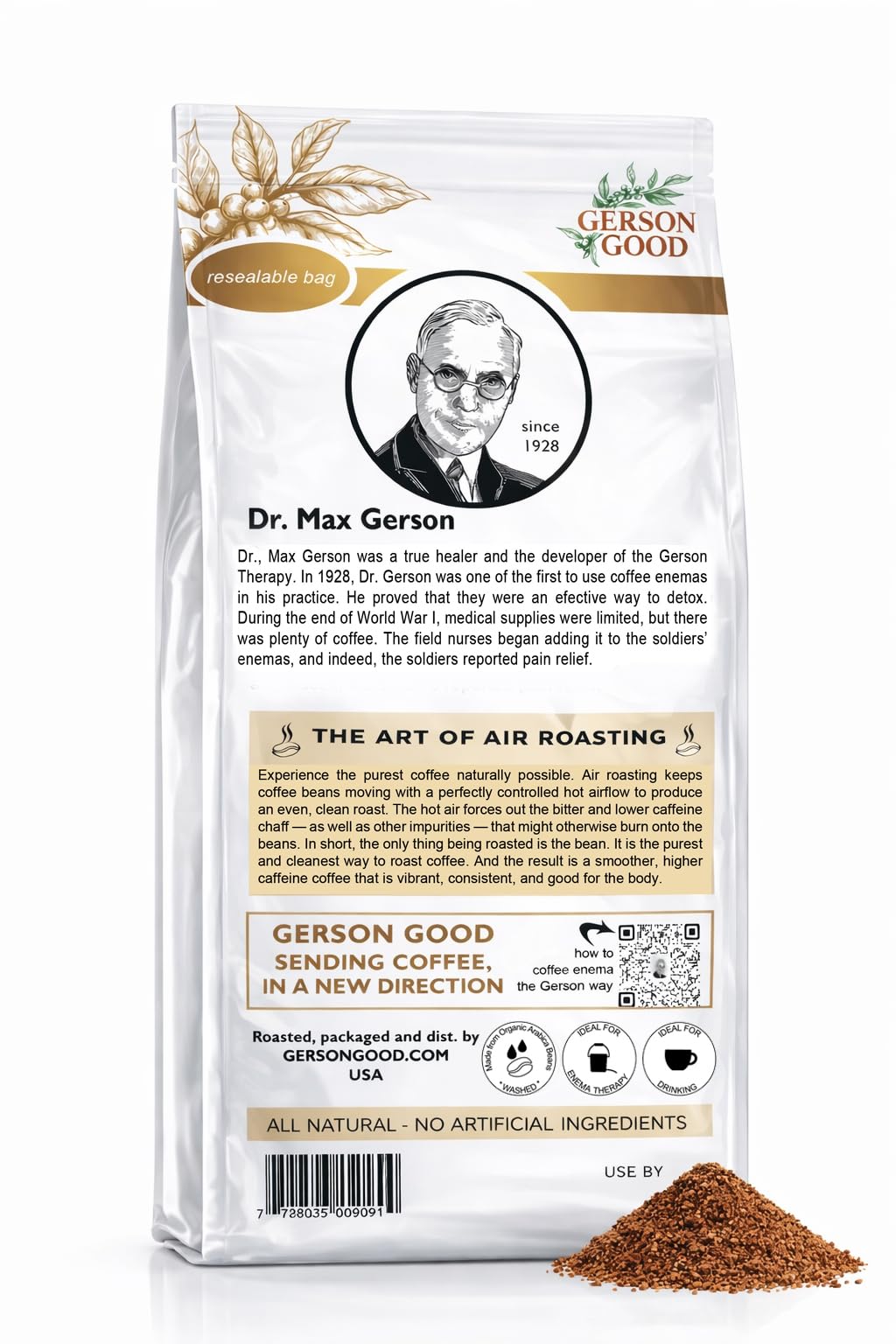 Pour-ready Dr. Gerson's Enema Coffee for brewing and enjoyment.