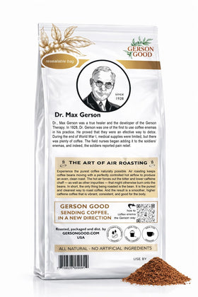 Pour-ready Dr. Gerson's Enema Coffee for brewing and enjoyment.