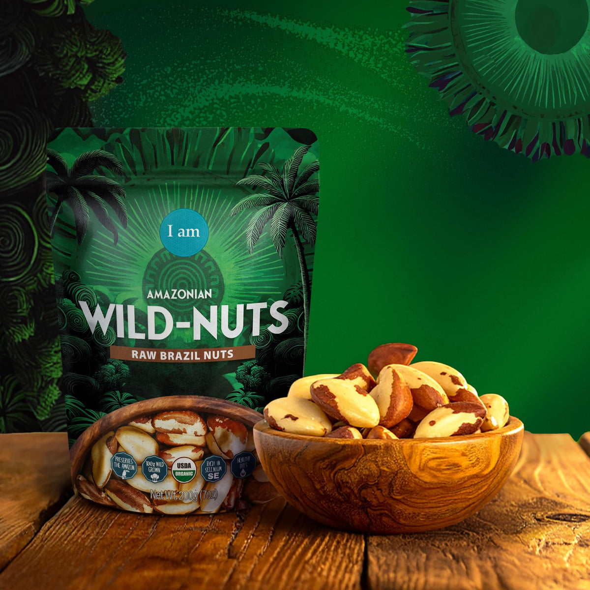 Its Good Energy Brazil Wild Nuts in a bowl; heart-healthy fats support balanced meals.
