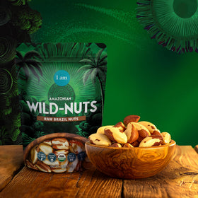 Its Good Energy Brazil Wild Nuts in a bowl; heart-healthy fats support balanced meals.