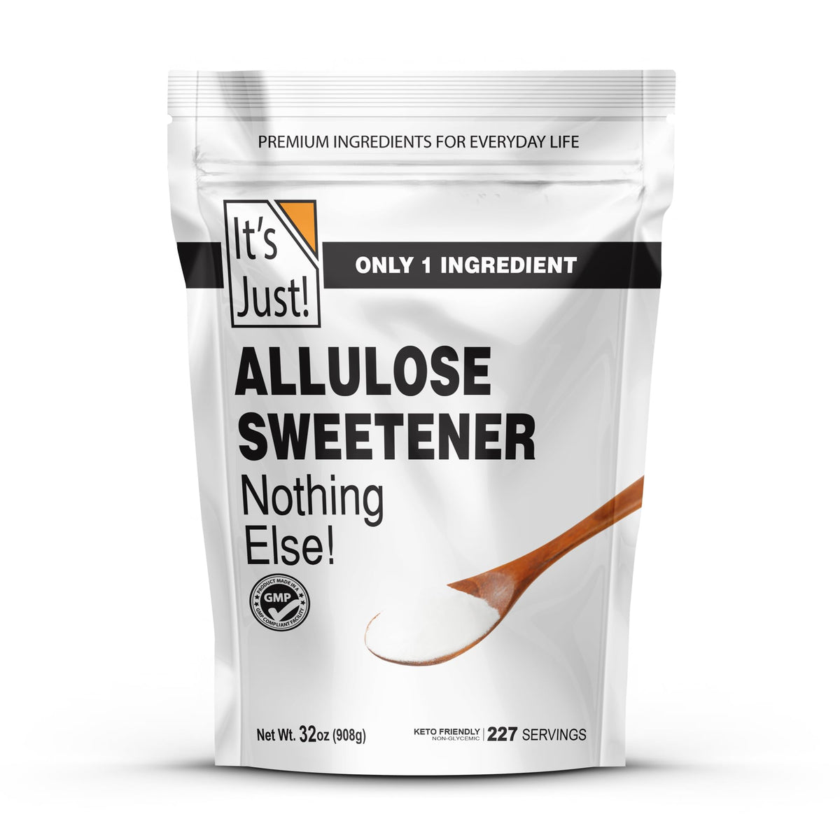 Its Just! Allulose 32oz pouch with resealable zipper for easy kitchen storage