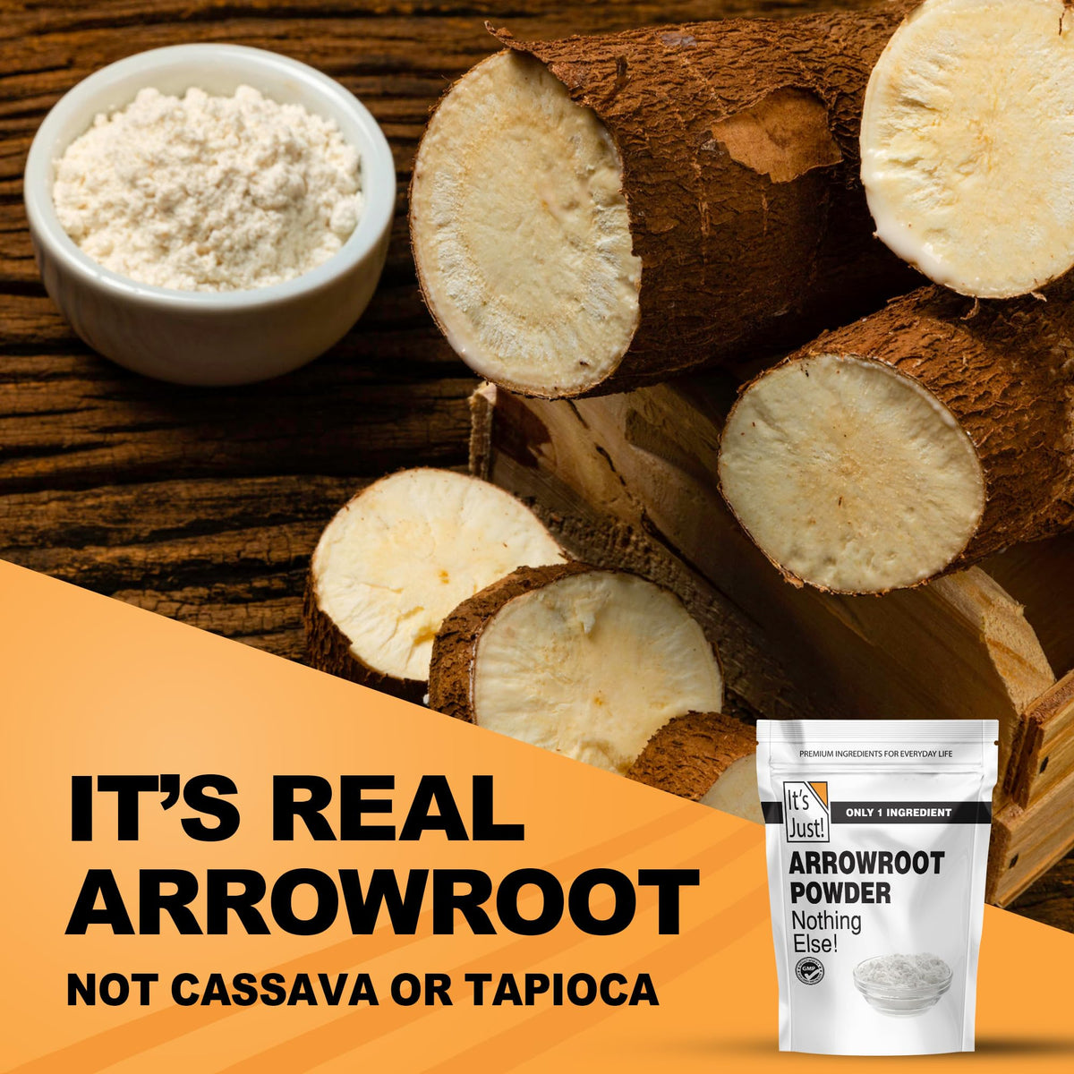 Pour-ready arrowroot powder for smooth sauces and gravies.
