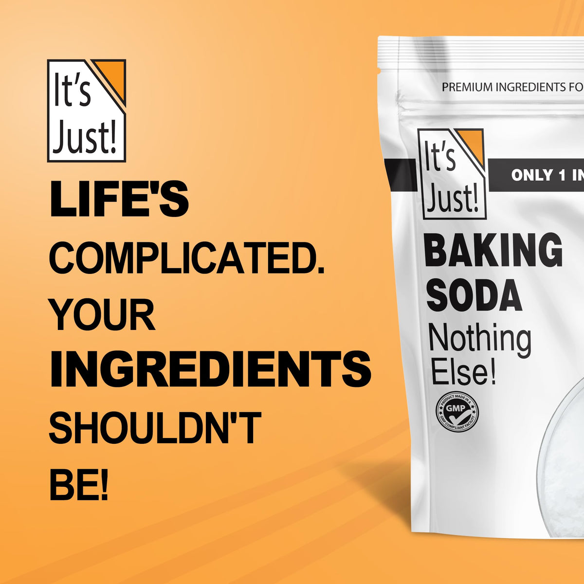 It's Just! Baking Soda USA-made; trusted purity for cooking and cleaning.