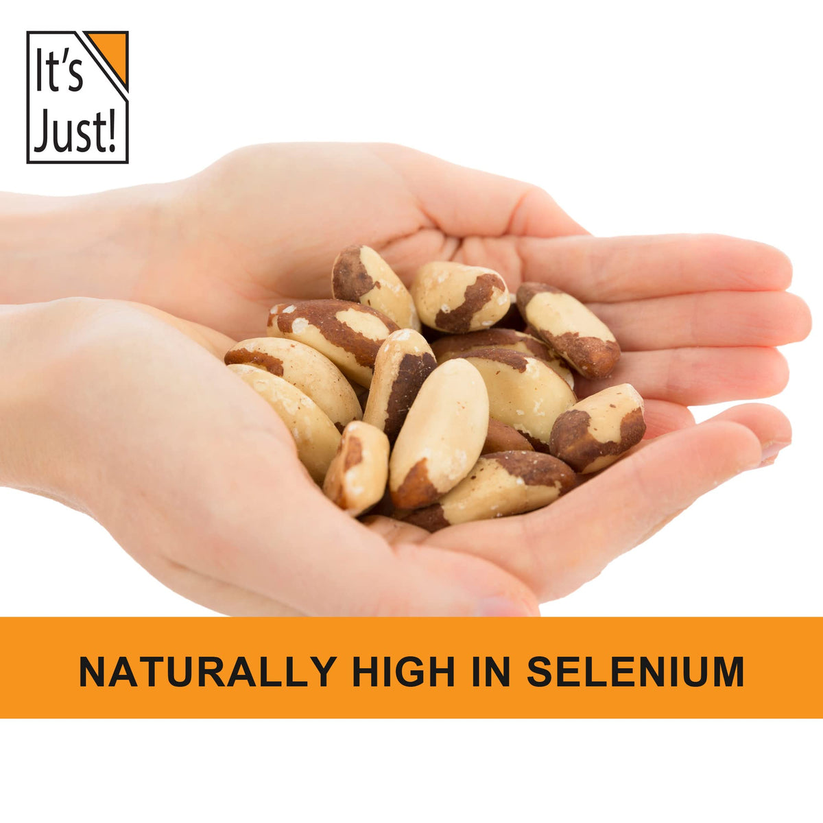 It's Just! Brazil nuts roasted with sea salt, crisp texture for snacking.