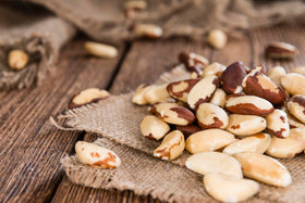 It's Just! Brazil nuts ready to eat in a bowl, ideal for trail mix.