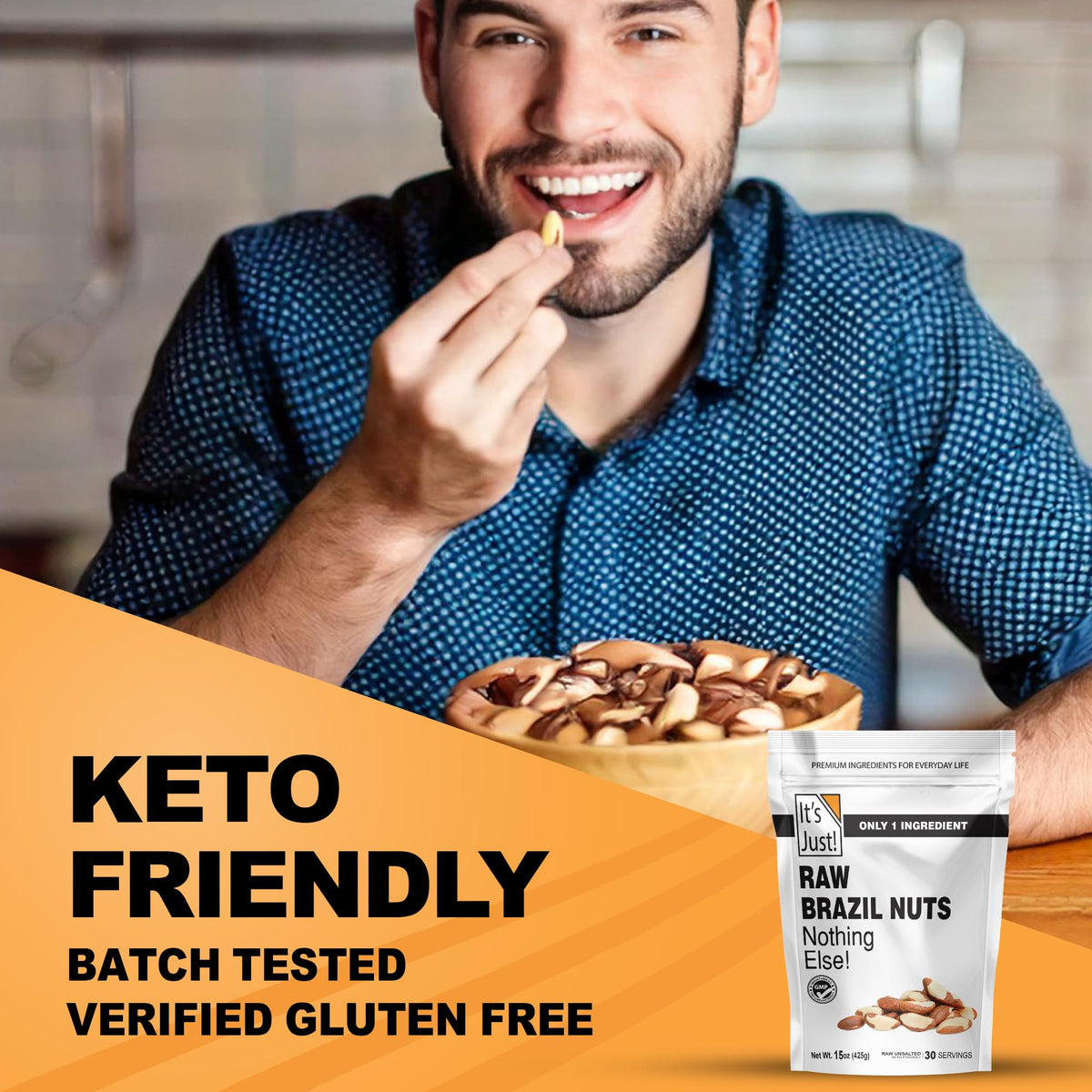 It's Just! Brazil nuts shelled and ready to eat for quick snacking