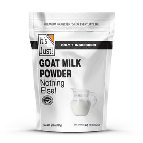 It's Just! Goat Milk Powder packaging for bulk 1.25 lb pouch.