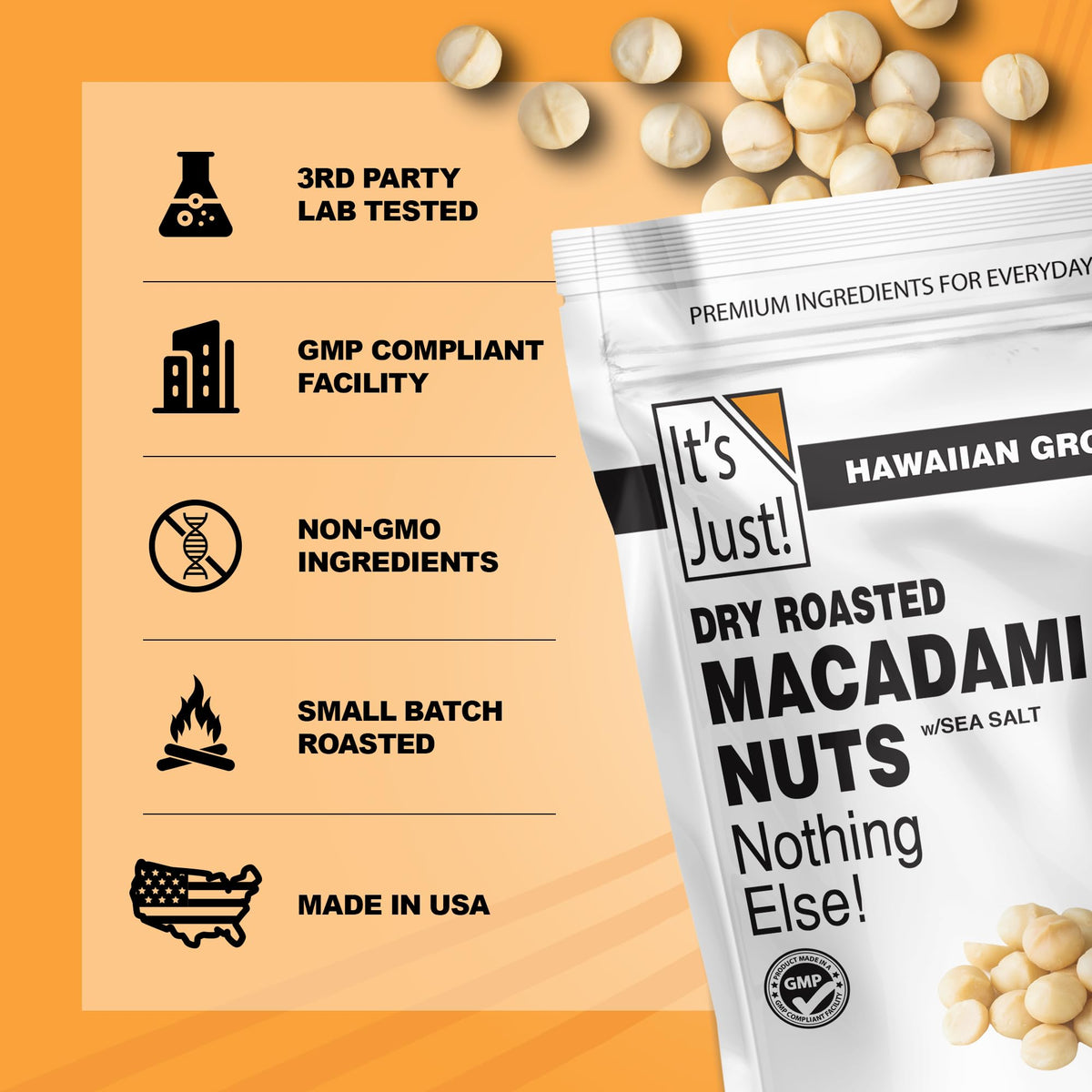 Its Just Hawaiian Macadamia Nuts keto friendly snack option for trail mixes
