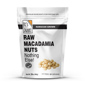 Its Just Hawaiian macadamia nuts, raw unsalted, perfect for snacking and baking.