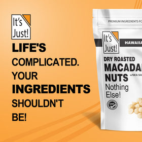 Its Just Hawaiian Macadamia Nuts packaging and label signaling gluten free option