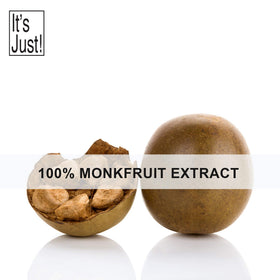 Its Just! monkfruit powder packaging highlights USA GMP quality and purity.