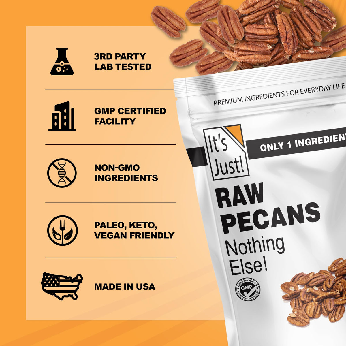It's Just! pecans-snack-ideas for oatmeal, yogurt, or trail mix.