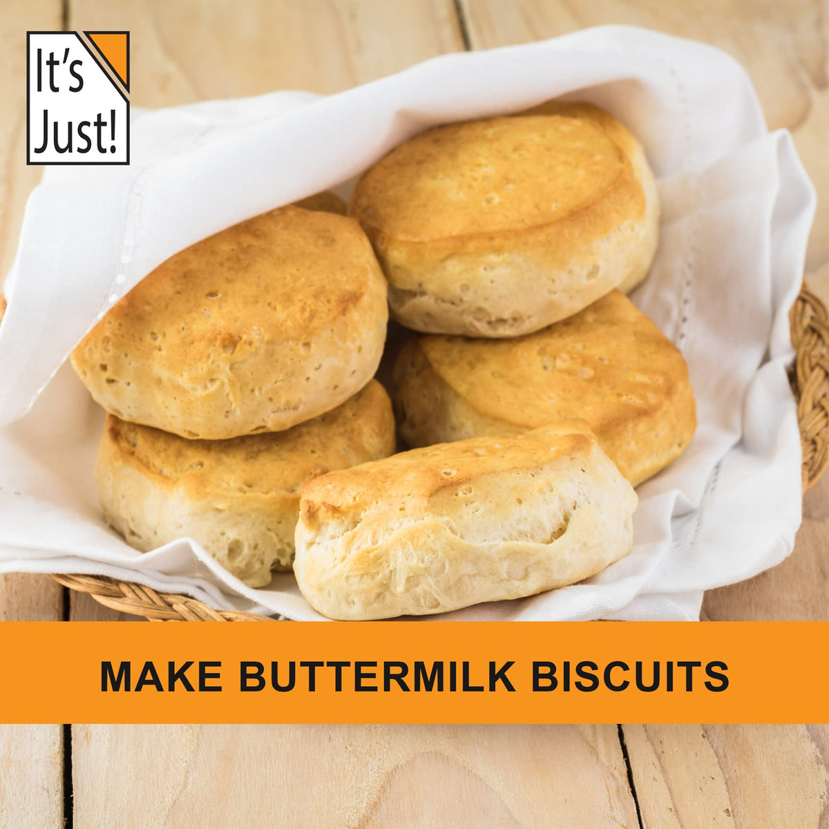 It's Just! powdered buttermilk pancakes stack showing breakfast versatility.