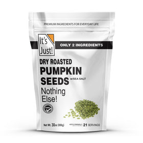 It's Just! pumpkin seeds no-shell dry-roasted sea-salted for a crunchy keto snack.