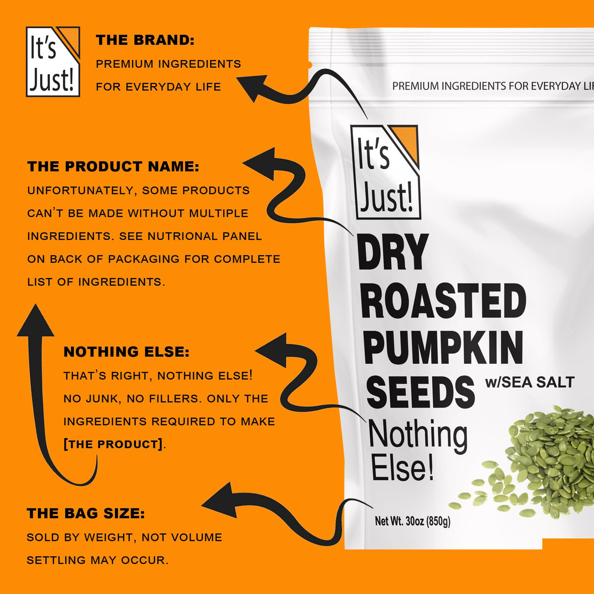 It's Just! pumpkin seeds in yogurt provide satisfying crunch and healthy fats.