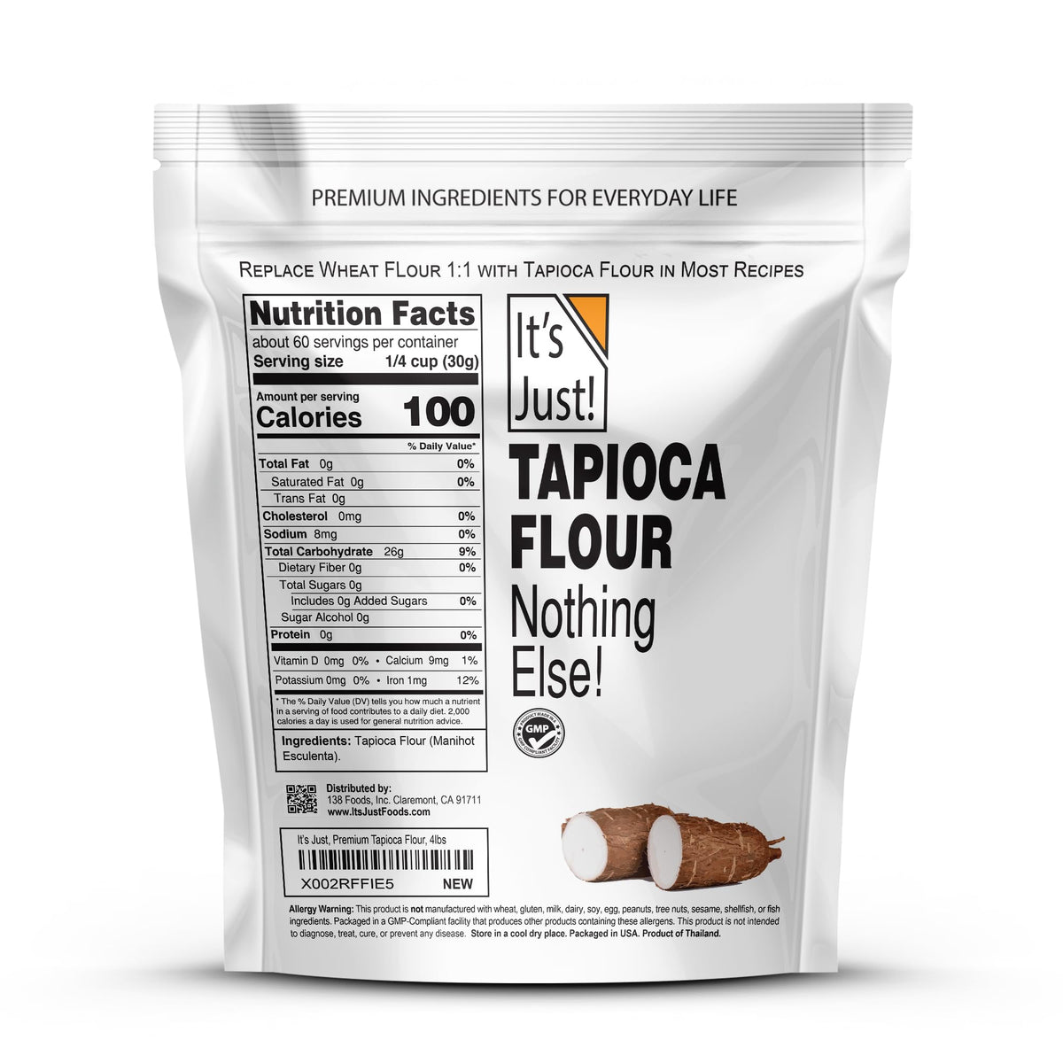 It's Just! Tapioca Flour pouring into a measuring cup for versatile thickening.