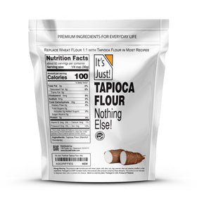 It's Just! Tapioca Flour pouring into a measuring cup for versatile thickening.