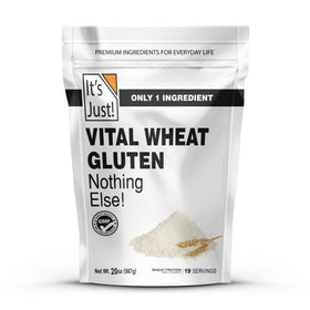 It's Just! vital wheat gluten flour bag packaging highlighting freshness for baking