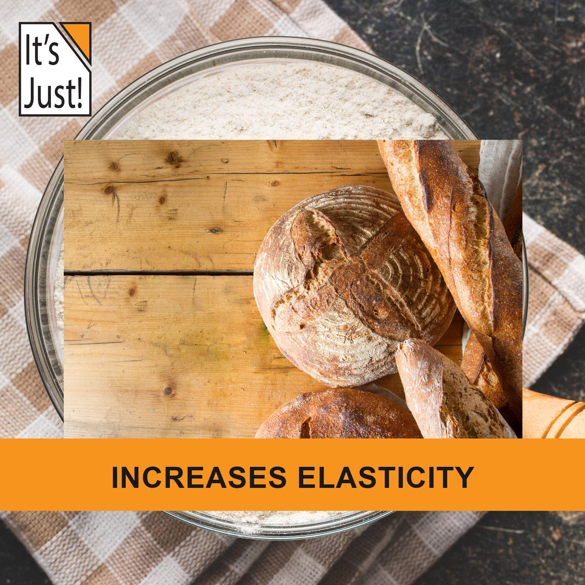 It's Just! vital wheat gluten flour dough rising shows strong gluten support