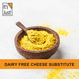 Its Just! yeast flakes shaker dispenses easily for quick seasoning on any dish.