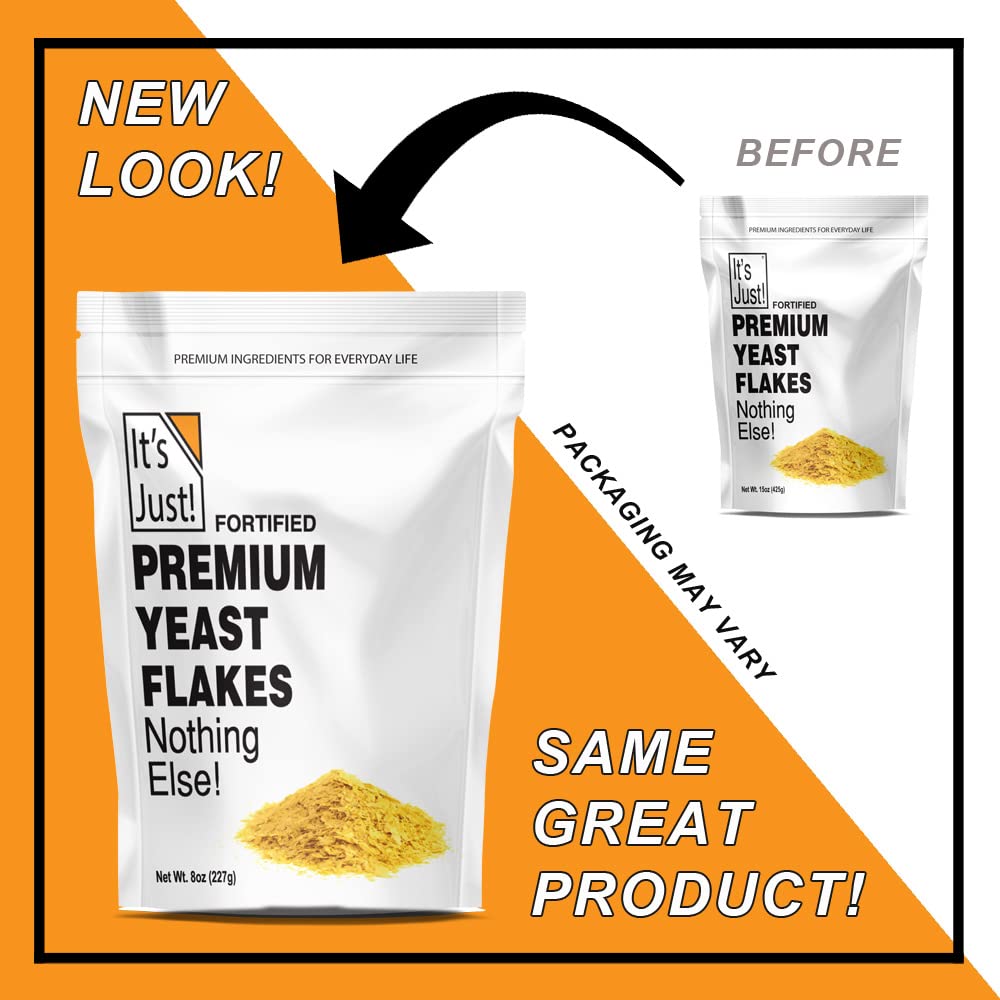 Its Just! stand-up pouch keeps yeast flakes fresh and ready for use.