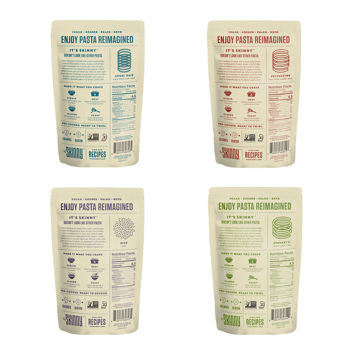Its Skinny Pasta fettuccine pack ideal for creamy sauces