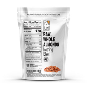 Its Just! Premium California almonds close-up showing nonpareil texture.