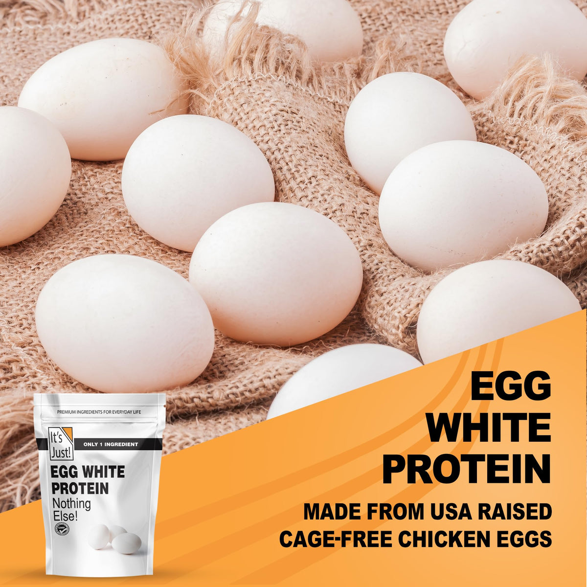 Its Just! egg white protein powder ingredients list showing a single-ingredient product