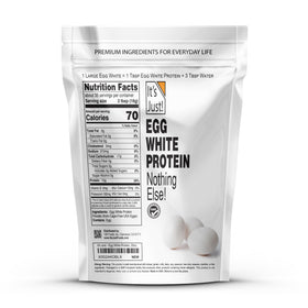 Its Just! egg white protein powder scoop in a bowl for easy dosing