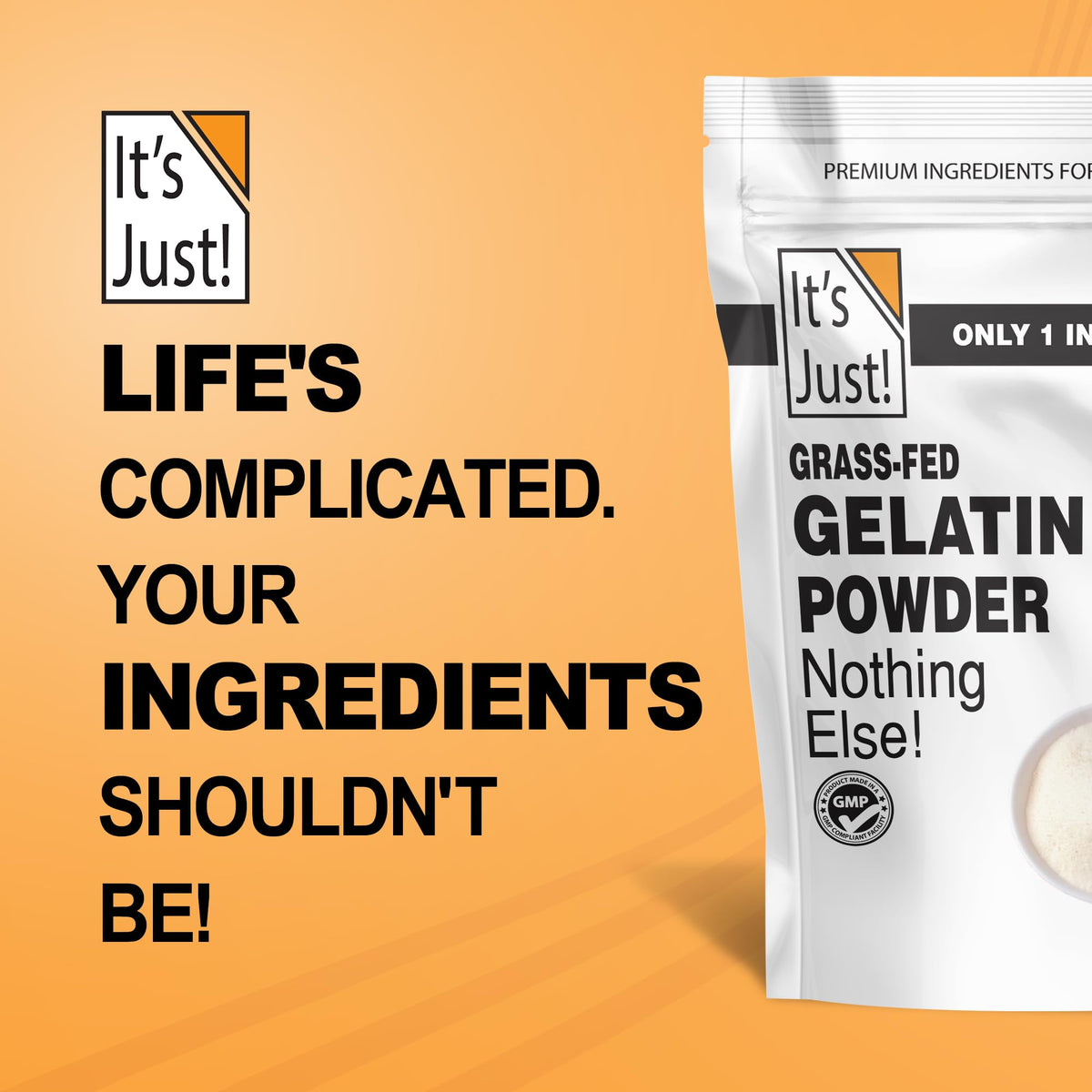 It's Just! gelatin powder with a heavy metal tested certificate for safety and peace of mind.