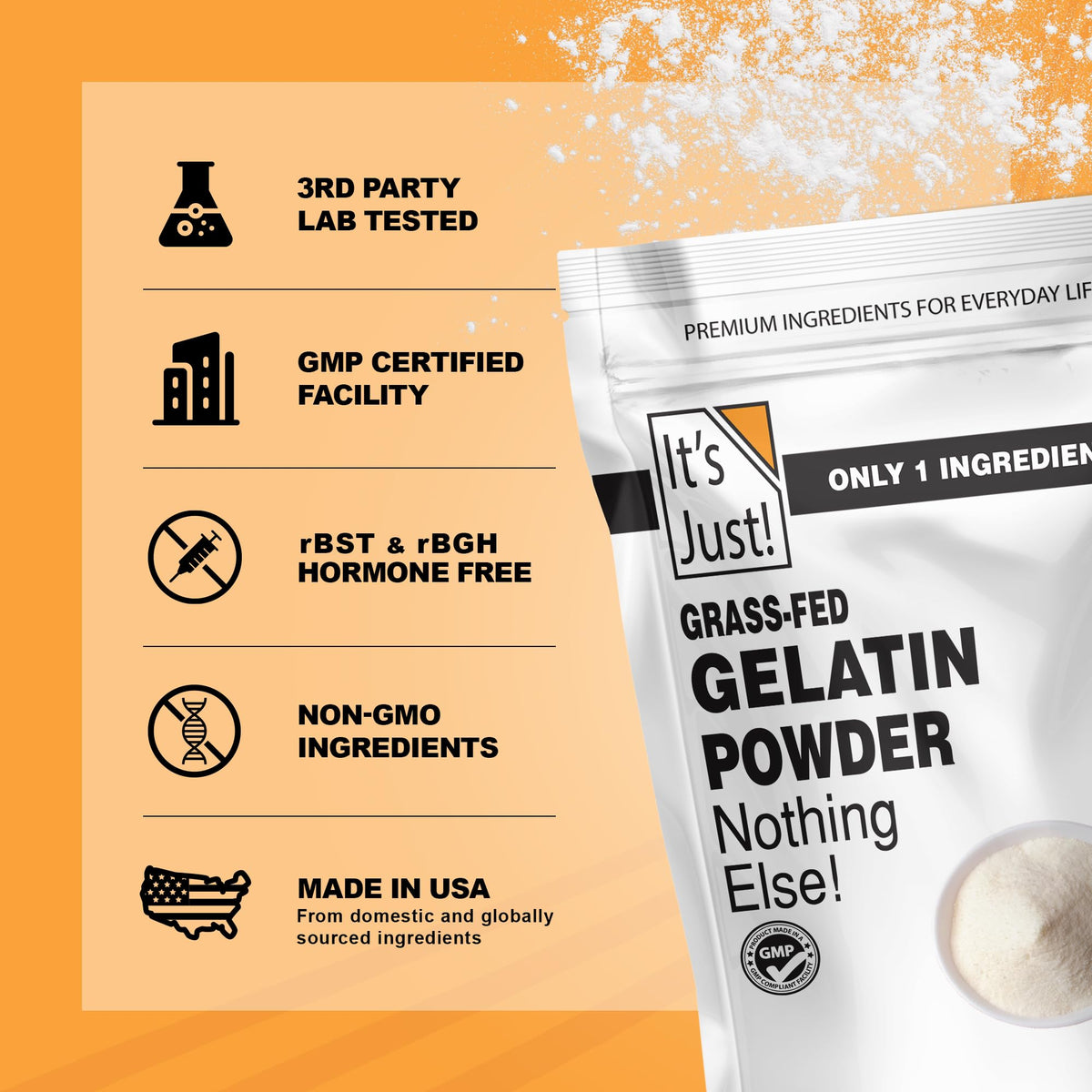 It's Just! gelatin powder thickens soups and desserts with a neutral flavor.