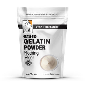 It's Just! gelatin powder in an unflavored bottle, ideal for versatile cooking.