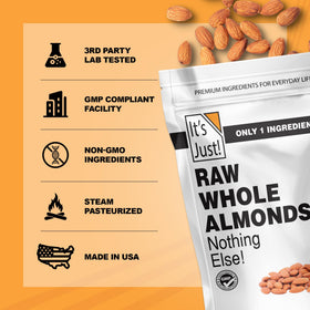 Its Just! GMP-certified almonds from a USA facility ensuring purity.