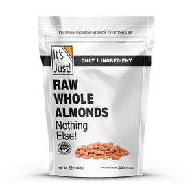 Its Just! Raw Whole Almonds bulk bag for easy, healthy snacking.