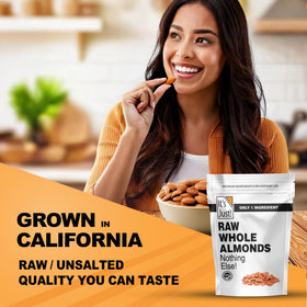 Its Just! Steam-pasteurized almonds close-up for a clean, fresh taste.